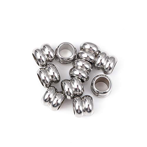 BEADIA Stainless Steel Spacer Beads 8x9mm Double Threaded Loose Charm Caps Beads for DIY Jewelry Making 10pcs with 6mm Hole - color: 8x9mm 6mm