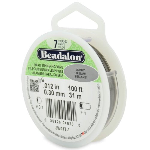Beadalon 7 Strand Stainless Steel Bead Stringing Wire, 0.012 in / 0.30 mm, Bright, 100 ft / 31 m - color: Bright, style: .012 in / 0.30 mm , 100 ft / 31 m
