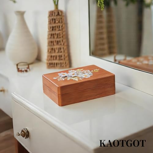Travel Jewelry Case Small Wood Jewelry Organizer Jewelry Box for Women (Pine Wood Print B) - color: Pine Wood Print B