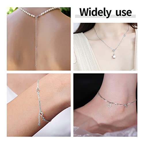 ADMITRY 925 Sterling Silver Necklace Extender, 3 Pcs 14k Gold Plated Durable Chain Extenders, Necklace Bracelet Anklet Jewelry Extension for Women (1 2 3 Inch) - color: Gold Plated Sterling Silver Necklace Extender