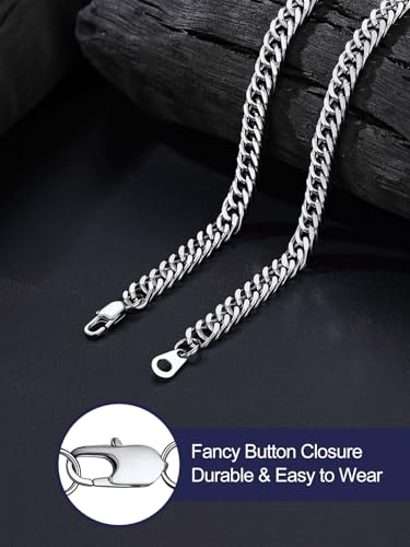 Bandmax Cuban Link Necklace for Men, Stainless Steel Chain, 5/7/10/13.5mm - color: a. 5mm Stainless, size: 22 inch