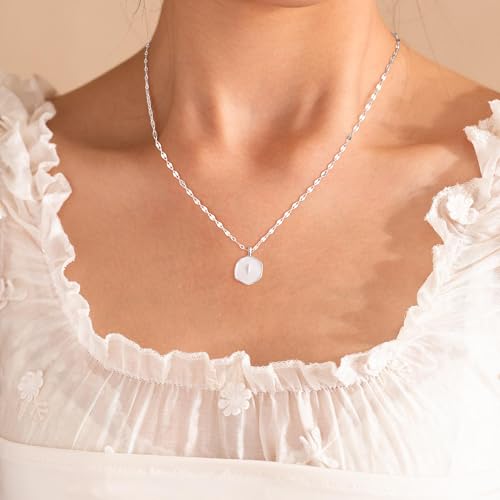 Mothers Day Gifts for Mom Cross Necklace for Women Dainty 14K Gold Plated Cross Coin Necklace Simple Round Disc Pendant Minimalist Cute Charm Everyday Religious Jewelry Gifts - style: sequin chain silver