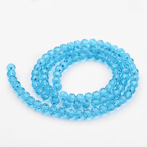 Perlin Czech Bohemian Crystal Glass Beads Faceted Round 4mm 90 Pieces Loose Spacer 1 Strand Beads for DIY Jewelry Earrings Necklace Bracelet Making (Light Blue) - color: light blue
