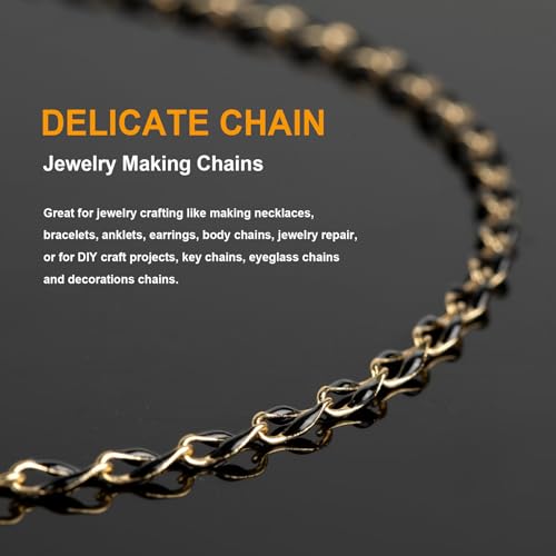 13 Feet/4M Gold Plated Brass Jewelry Making Chain Spool Black Oil Drip Enamel Chain Necklace Large Lip Chain with Lobster Clasps Jump Rings for DIY Craft Supply Jewelry Findings - color: Black Lip