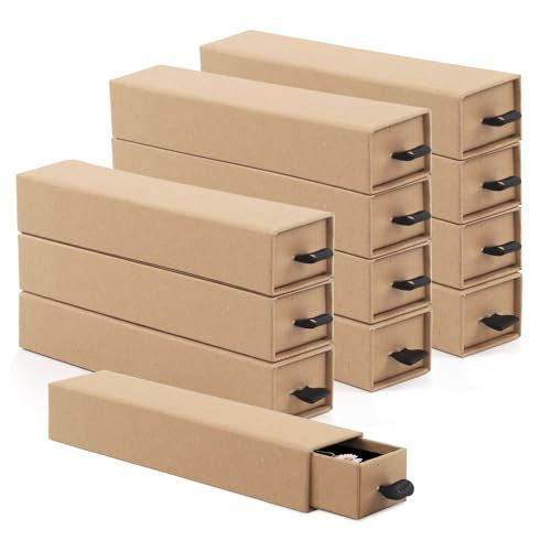 Lainrrew Jewelry Gift Box, Luxury 12-Pack Jewelry Gift Box Velvet-Lined, Compact Drawer Style for Earrings & Rings, Stylish Necklace Bracelet Organizer, 8.3x1.8x1.4 Inches (Kraft) - color: Kraft