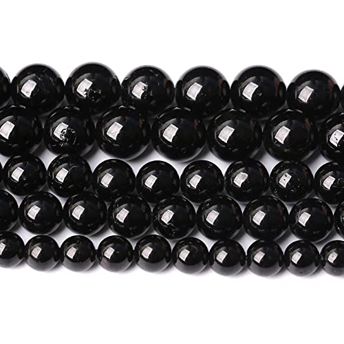 90pcs 4mm AAAA Natural Black Tourmaline Gemstone Beads Round Loose Beads for Jewelry Making DIY Bracelet Necklace(Black Tourmaline, 4mm) - color: Black Tourmaline, size: 4mm