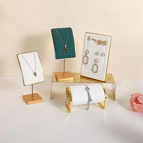 Green necklace holder small jewelry stand, Velvet necklace display stand for selling, metal jewelry organizer necklace hanger【Green】 - color: Green