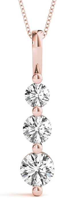 Houston Diamond District 1 to 5 Carat Classic Snowman 3 Stone LAB-GROWN Diamond Pendant Necklace Basic Collection (E-F Color VS2-SI1 Clarity)
