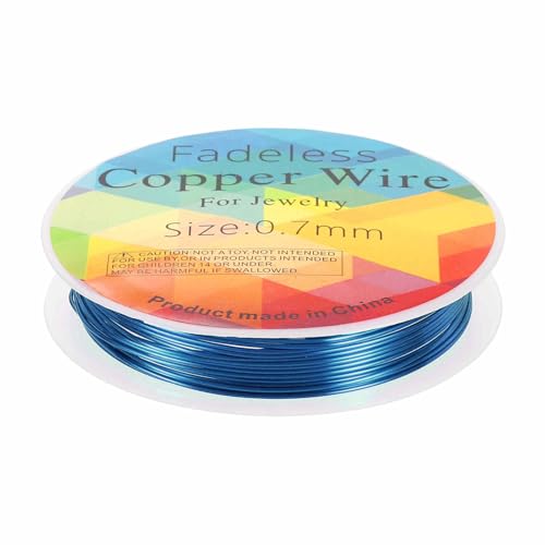 HARFINGTON 10ft Jewelry Wire, 22 Gauge (0.7mm) Brass Craft Soft Metal Tarnish Resistant Copper Beading Wire for Jewelry Making Supplies Crafting, Blue - color: Blue, size: 21 Gauge x 10ft