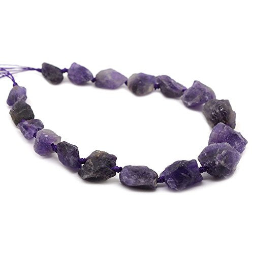 Natural Dark Amethyst Crystal Nugget Raw Graduated Beads Strand 2mm Hole Drilled - color: Dark Amethyst