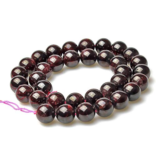 MJDCB Natural Stone Beads Garnet Round Loose Beads for Jewelry Making DIY Bracelet Necklace (8mm) - color: Garnet, size: 8mm