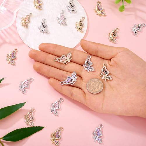 FASHEWELRY 24Pcs Alloy Enamel Butterfly Charms for Jewelry Making, 6 Styles Butterfly Jewelry Charms Flying Insect Charms for Necklace Bracelet Earrings DIY Supplies - color: 6 Styles-Butterfly
