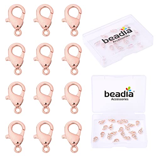 BEADIA Rose Gold Plated Lobster Clasps Non Tarnish 10mm 20pcs for Jewelry Making Findings - color: Lobster Clasps Rose Gold, size: 10mm