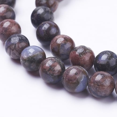45Pcs Natural Glaucophane Beads 8mm Round Natural Gemstone Beads Smooth Loose Spacer Bead for DIY Craft Bracelet Necklace Earrings Jewelry Making Supplies - color: Natural Glaucophane, Saddle Brown