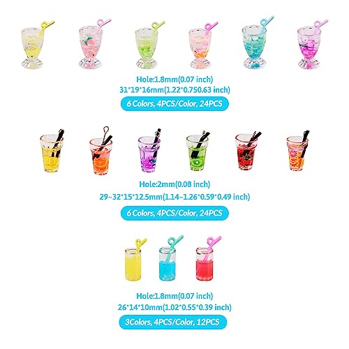 Craftdady Resin Plastic Miniature Food Snack Pendants Charms Ice Drink Juice Pendants Cute Bottle Fruit Keychain Charms Hang Ornament for DIY Craft Earring Bracelet Necklace Jewelry Making - color: Mixed Color Ice Drink Juice