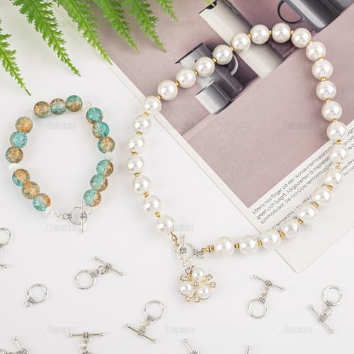 AUEAR, 150 Sets Silver Toggle Jewelry Clasps Necklace OT for Making - color: Silver, size: 150 Set
