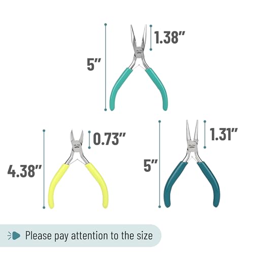 Mr. Pen- Pliers for Jewelry Making, 3 Pack, Chain Nose, Round Nose Pliers Set and Wire Cutter for Beading, Wire Wrapping, Jump Rings, Jewelry Repair, Crafting, DIY - color: Shades of Green