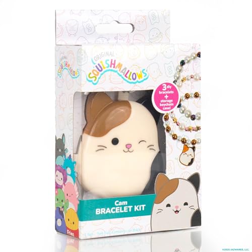 Original Squishmallows Cam the Cat Bracelet Kit, Makes 3 Accessories, Fun Beads and Charms, Bonus Keychain, Friendship Jewelry Making Set, Gifts for Girls, Craft Kits, Arts and Crafts for Kids - style: Cam the Cat