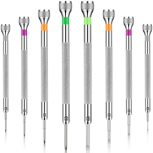 Chumia 8 Pieces Precision Watch Screwdriver Set, 1.4-2.0 mm Micro Jewelers Repair Screwdriver Set for Eyeglasses Jewelry Work, Electronics Repair(Flathead, Phillips) - size: 1.4-2.0 mm, style: Flathead, Phillips