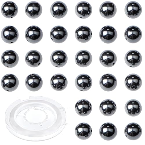 4mm 200pcs Natural Stone Round Beads Black Hematite Genuine Stone Beading Loose Gemstone DIY Charm Smooth Beads for Bracelets Necklaces Earrings Hole Size 1mm (Black Hematite 4mm) - color: Black Hematite, size: 4mm