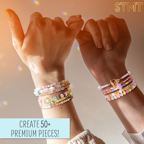 STMT Personalized Jewelry Studio, Create Over 50 Premium Pieces, Trendy Bracelet Making Kit, Includes Metal Bracelet Charms, Removable Beading Tray & Jewelry Making Supplies, Great Teen Girl Gifts - style: Personalized