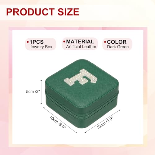 PATIKIL Travel Jewelry Case,F Initial Small Travel Jewelry Box Organizer Rings Earrings Storage Case Personalized Gifts for Women Girls Birthday Christmas Bridesmaid Gifts,Dark Green - style: F