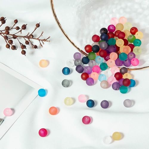 PH PandaHall 1560pcs 24 Color Frosted Glass Beads for Jewelry Making, 6mm Candy Color Frosty Beads Matte Loose Spacer Beads for Friendship Bracelets Necklace Earring Jewelry Making