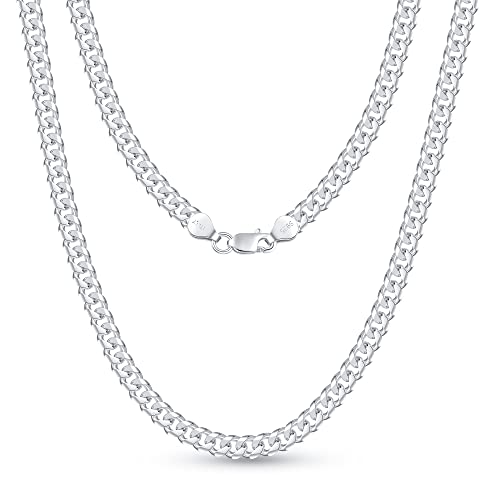 OCHCOH 925 Sterling Silver Clasp 3mm3.5mm4mm5mm7mm Cuban Link Chain Necklace for Men Diamond Cut Silver Chain Necklace for Women 16 18 20 22 24 26 28 30 Inch - size: 24 Inch, style: 5mm