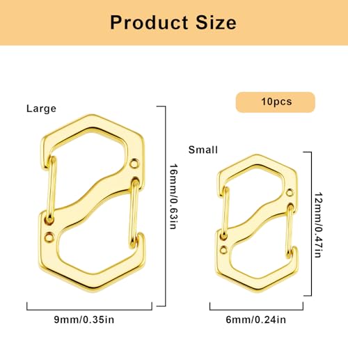 Double Opening Lobster Clasp,Gold Bracelet Clasp Charm Clasp,Necklace Connectors for Multiple Necklaces - 10 Pack (Small &Large) - size: Gold