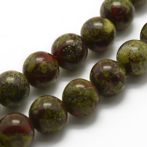 38Pcs Natural Dragon Blood Beads 10mm Round Gemstone Beads Smooth Stone Loose Bead for DIY Bracelets Necklace Earrings Jewelry Making - color: Natural Dragon Blood, size: 10mm