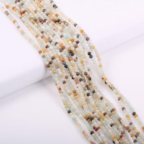 155pcs 2mm Natural Amazonite Stone Loose Round Beads Gemstone Smooth Samll Spacer Beads for jewerly Making Bracelet Necklace - color: Amazonite, size: 2 mm