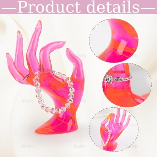 AUEAR, 1 Pack Hand Form Jewelry Display Holder OK Shape Stand Support for Bracelet Ring Watch Key Home Organization Pink
