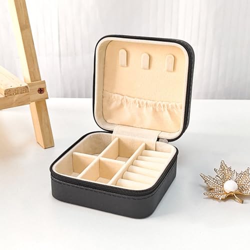 Travel Jewelry Case 2 Pack Mini Travel jewelry Box Portable Organizer Women Girls Gift Box for Rings Earrings Necklaces Bracelets - color: Black