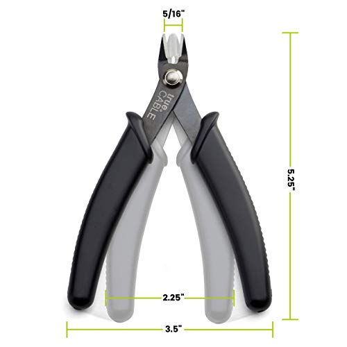 trueCABLE Precision Sharp Flush Cutter, 5 Pack, Wire Cutting Pliers for Ethernet Cable Preparation, Electronics, Jewelry & Crafts, Hardened Carbon Steel with Non-Slip Handle, Cut Wire Up To 16 AWG - style: 5 Pack
