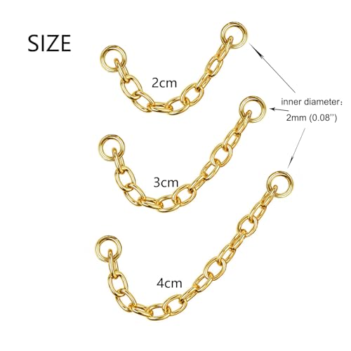 4Pcs Gold Earrings Connector Chains Set for Women, Convertible Dangle Chain for Double Piercings 50mm - color: gold 20mm 30mm 40mm
