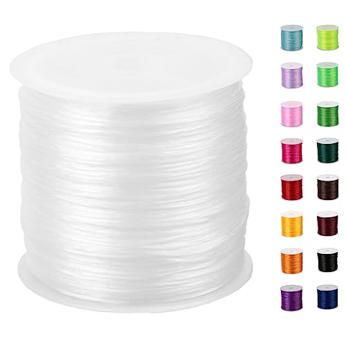 Bracelet String，1mm Elastic String Crystal Stretch Bead String Cord for Bracelet, Beading and Jewelry Making（Clear white/60m&197ft - style: Clear white/60m&197ft