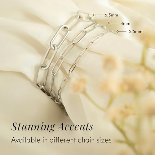 Destin Jewelry Paperclip Chain Necklace for Women, Waterproof 18K Gold Plated Stainless Steel, Hypoallergenic, Adjustable Layering Chain, Tarnish-Resistant, 2.5–6.5mm - color: Stainless Steel, size: 7", style: 2.5 MM