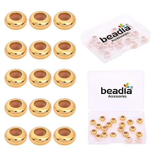 BEADIA 18K Gold Plated Stopper Beads 8x4mm 20pcs Rondelle Insert Silicon Length Adjust Spacer Beads for Jewelry Making Findings - color: Rondelle, size: 8x4mm