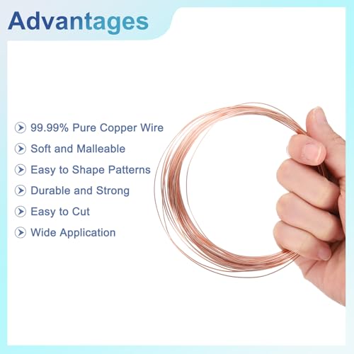 uxcell Pure Copper Wire 22 Gauge 0.7mm 10m/33 ft 99.99% Soft Tarnish Resistant - size: 22 Gauge 0.7mm