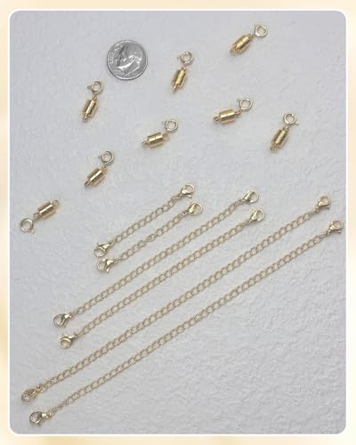 MKCYD Necklace Extender and Magnetic Necklace Clasp, Magnetic Clasps for Bracelet Extenders Gold Chain Extension for Jewelry Repair Kit - color: 14Pcs Gold