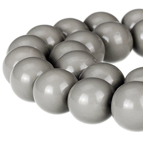 RUBYCA Round Opaque Painted Druk Czech Glass Beads Bulk Jewelry Making Supplies Strand (Grey, 4mm) - color: Grey, size: 4mm