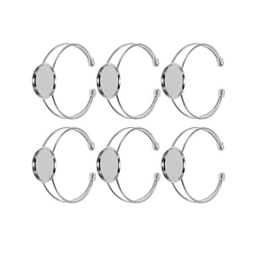 EXCEART Friendship Bracelets Friendship Braclets 6pcs Bracelet Setting Round Blank Bezel Trays Ajustable Cuff Bangles Bracelets for DIY Craft Jewelry Making 20mm (White K) Jewelry Tray Jewelry Tray - color: White K, size: 5*2cm