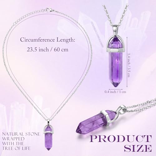 Yaomiao 5 Pieces Crystal Necklaces, Healing Stones Spiritual Pendant Natural Gemstone Jewelry with Adjustable Chain for Women Girls - color: Mixed Color with Crystal