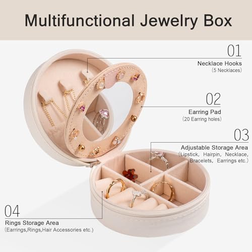 12-Pack Volleyball Travel Jewelry Case With Mirror Round Volleyball Stuff Portable Jewelry Organizer Storage Case for Team Athletes & Sports Enthusiasts Christmas Events & Milestones (Mirror) - style: Mirror