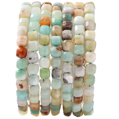 Natural Faceted Amazonite Cube Stone Beads 5-5.5mm 60pcs/str Loose Square Semi Gemstone Stone Beads for Making Bracelets Necklace Earrings - color: Amazonite