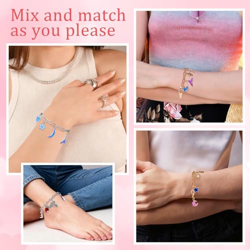 Wurosi 769 Pieces Paperclip Charm Bracelet Kit, Including Paperclip Chain Bracelets, Charms, Jump Rings, Gift Bags, Pliers for DIY Bracelet Making Gift Christmas - color: 769 Pcs Gold & Silver Bracelet