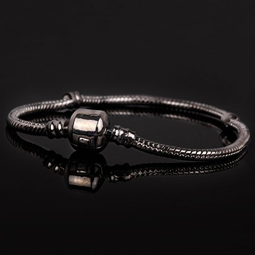 RUBYCA 5pcs 7.1" Silver Color Clasp European Snake Chain Charm Bracelet fit Charm Beads DIY - color: Silver, size: 18 CM