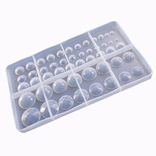 2 Pcs Cabochon Gem Silicone Mold, Clear Round Silicone Mold for Making Earrings Jewelry Making Crafting Projects(Large) - color: round-large