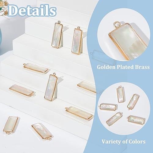 BENECREAT Abalone Shell Charms, Paua Shell Pendant Shell Charms for Jewelry Making - color: Rectangle Shell