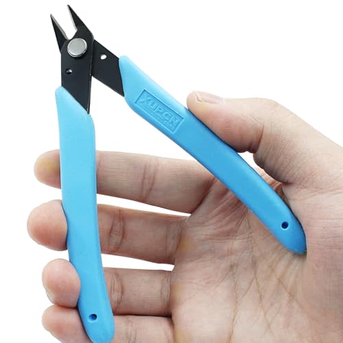 Murtenze 3 Pack 170ii Wire Flush Snips Micro Wire Cutters, Blue Nippers Diagonal Cutters 3D Printer Filament Pliers Tool for Cutting Electronics,Wires(5 Inch, Blue) - color: Light Blue